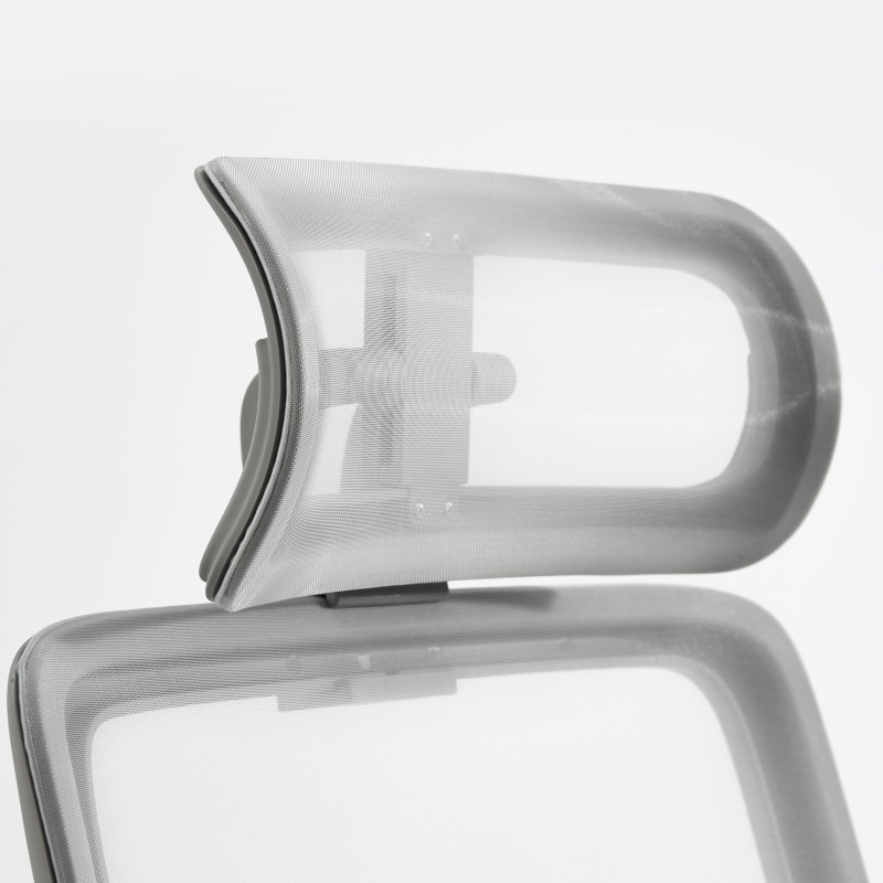 Silla ergonómica EVORA, reposacabezas, detalles en aluminio, en malla color negro