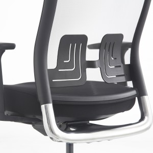 Silla ergonómica EVORA, reposacabezas, detalles en aluminio, en malla color negro