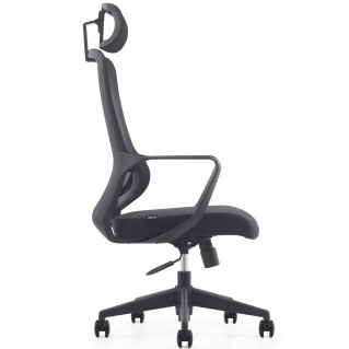 Silla de Oficina LUNA, diseño ergonómico, con reposacabezas, en malla transpirable color negro 2