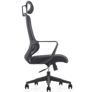 Silla de Oficina LUNA, diseño ergonómico, con reposacabezas, en malla transpirable color negro