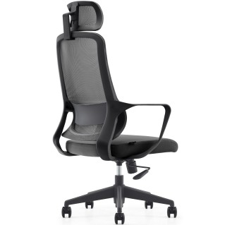 Silla de Oficina LUNA, diseño ergonómico, con reposacabezas, en malla transpirable color negro 2