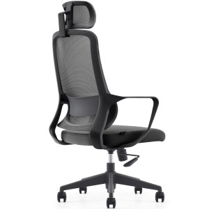 Silla de Oficina LUNA, diseño ergonómico, con reposacabezas, en malla transpirable color negro