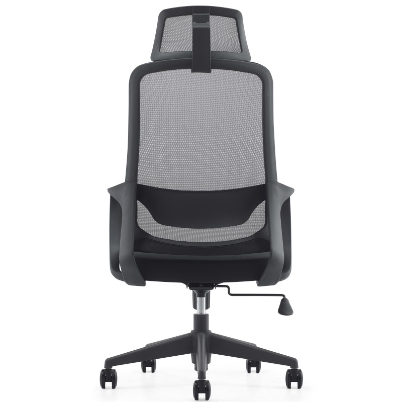 Silla de Oficina LUNA, diseño ergonómico, con reposacabezas, en malla transpirable color negro