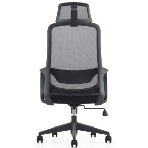 Silla de Oficina LUNA, diseño ergonómico, con reposacabezas, en malla transpirable color negro