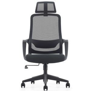 Silla de Oficina LUNA, diseño ergonómico, con reposacabezas, en malla transpirable color negro