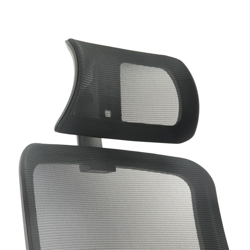 Silla de Oficina LUNA, diseño ergonómico, con reposacabezas, en malla transpirable color negro