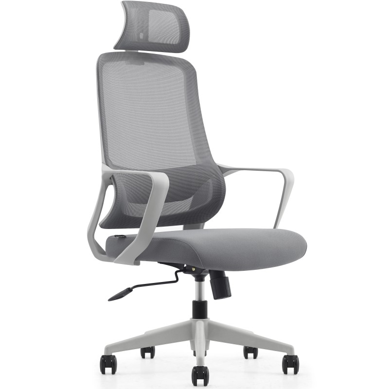 Silla de Oficina LUNA, diseño ergonómico, con reposacabezas, en malla transpirable color negro