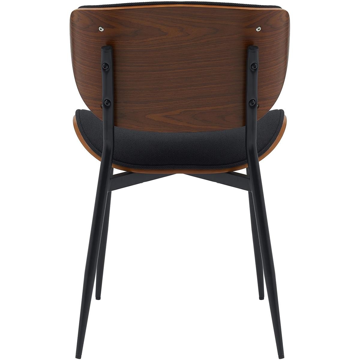 Silla de Confidente BRONSON, Elegante Revestimiento de Madera, en Tela color Negro