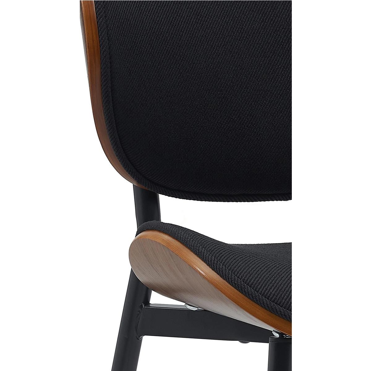 Silla de Confidente BRONSON, Elegante Revestimiento de Madera, en Tela color Negro