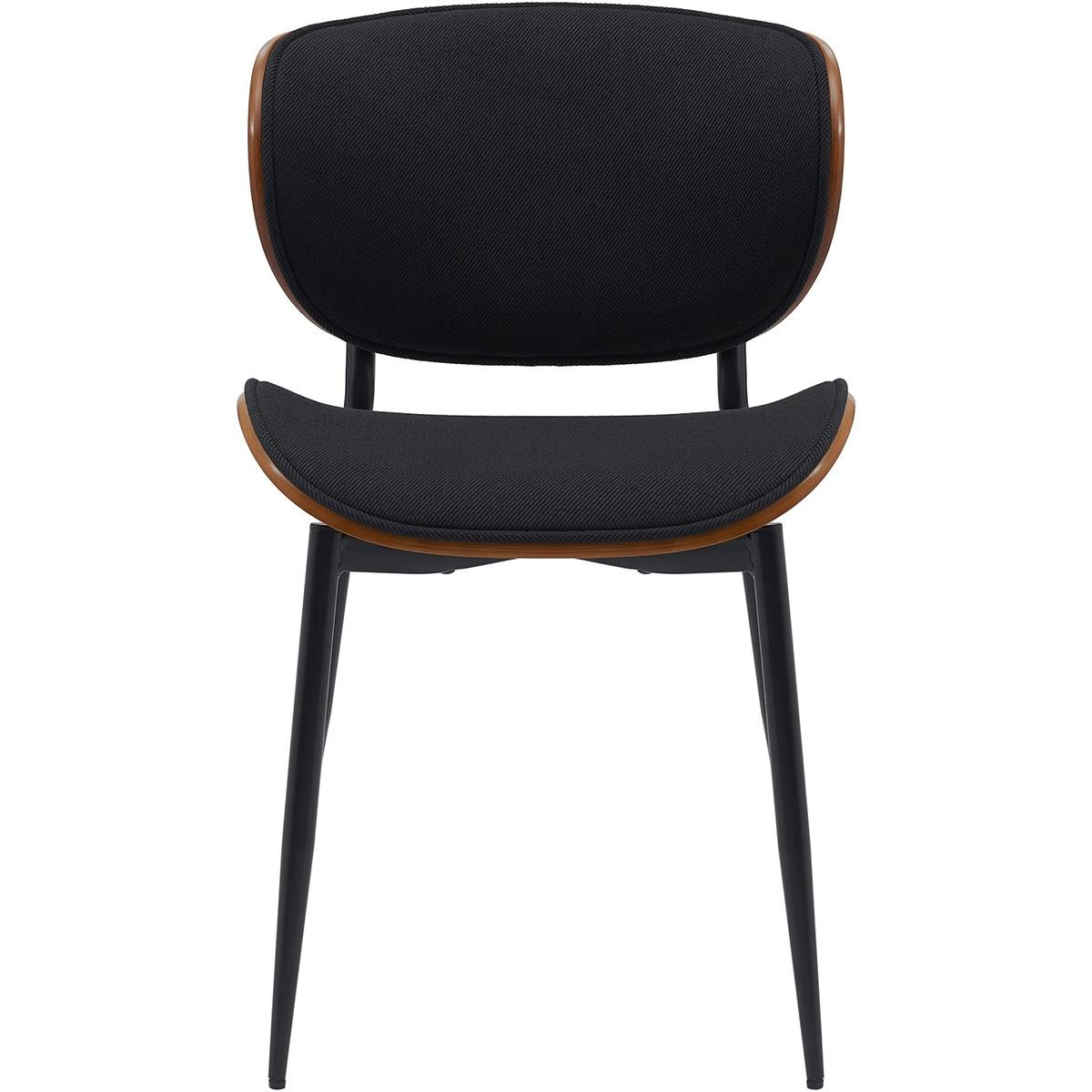 Silla de Confidente BRONSON, Elegante Revestimiento de Madera, en Tela color Negro