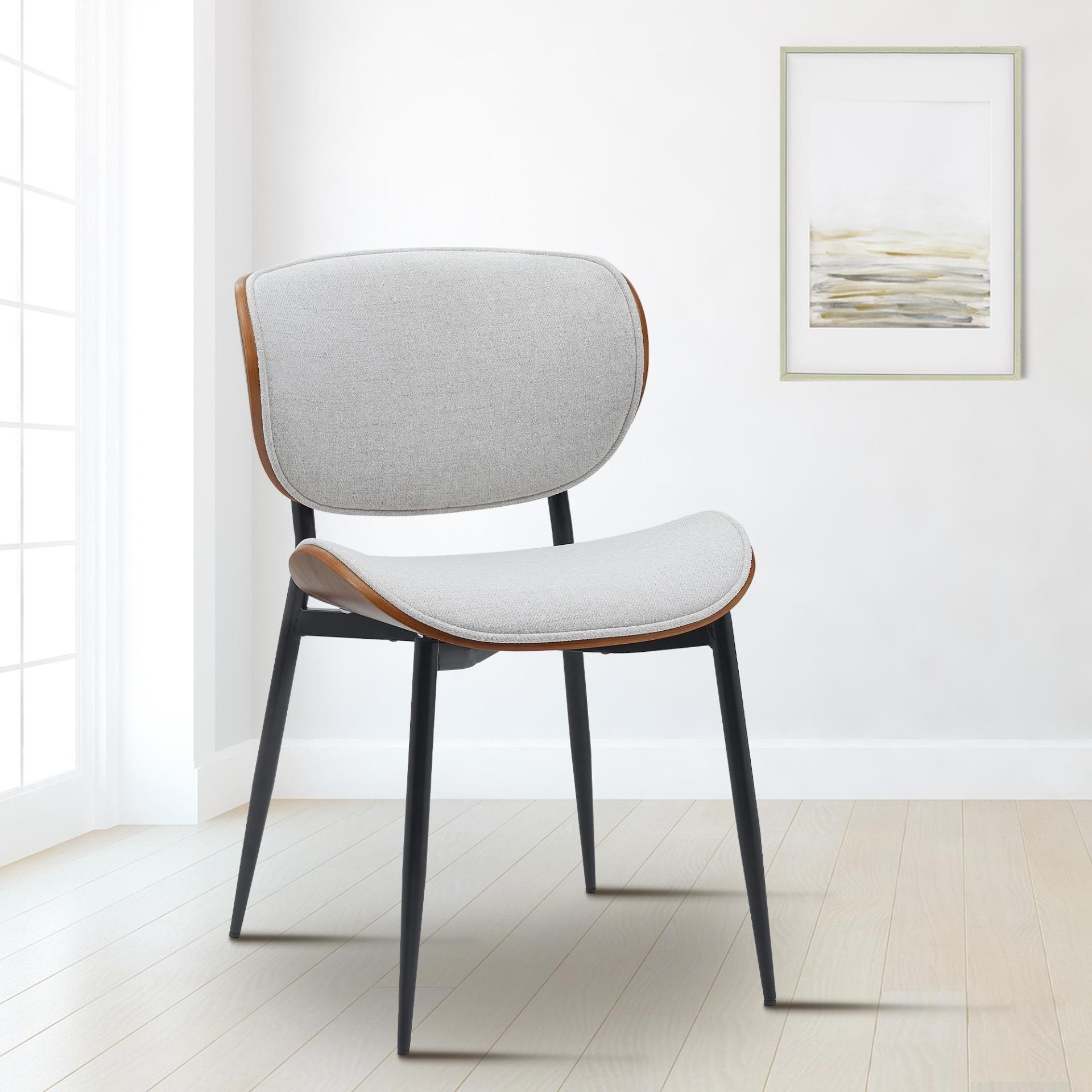 Silla de Confidente BRONSON, Elegante Revestimiento de Madera, en Tela color Negro