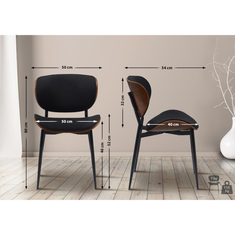 Silla de Confidente BRONSON, cómoda y elegante, color negro