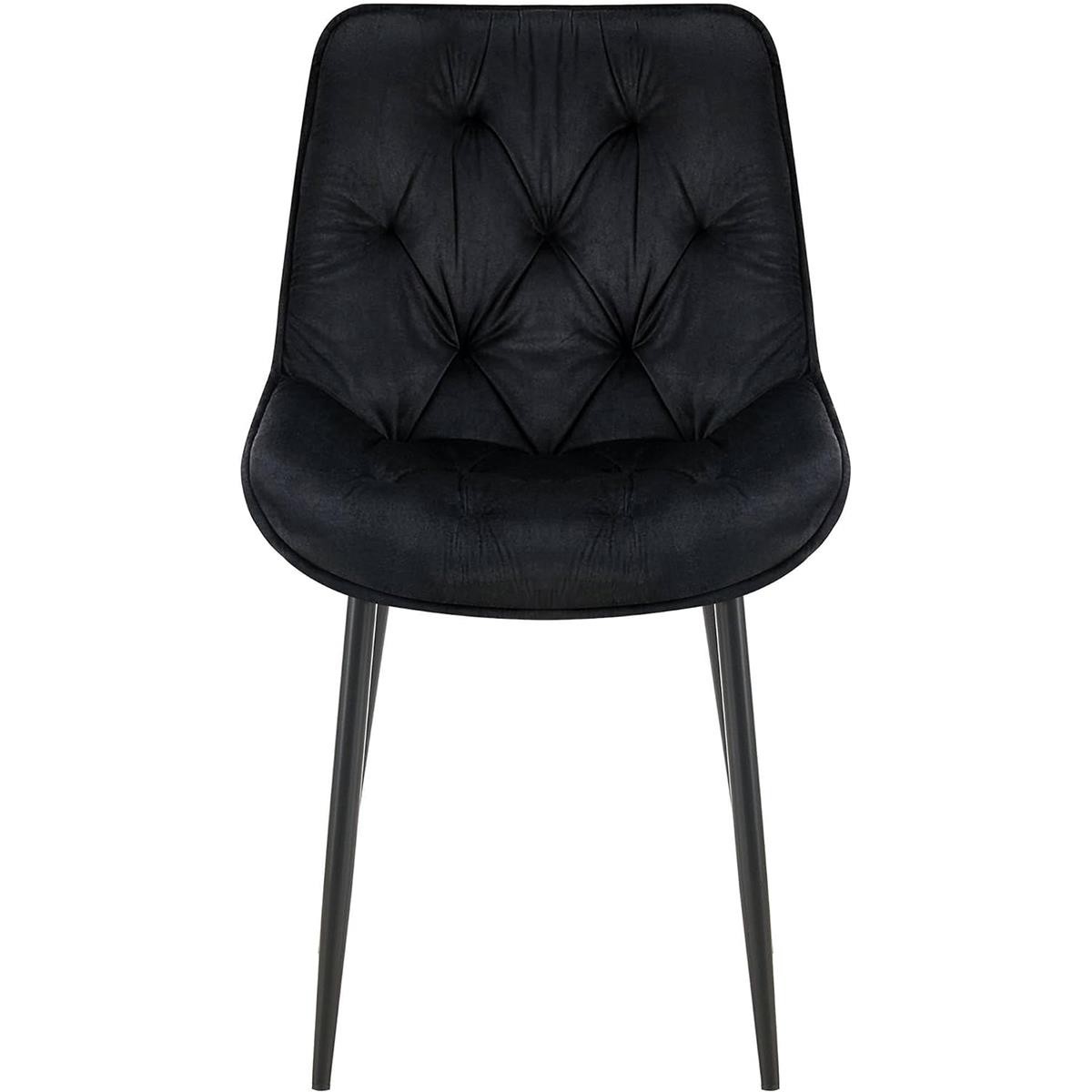 Lote de 2 Sillas de Confidente GRACE, Estructura Metálica Negra, en Terciopelo color Negro