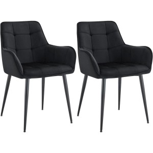 Silla de Confidente RUFUS, Patas Negras, en Terciopelo color Negro