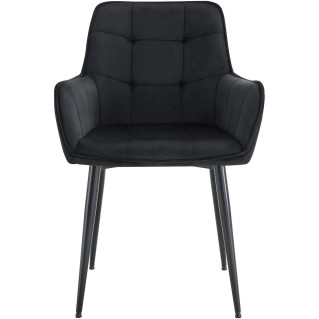 Silla de Confidente RUFUS, Patas Negras, en Terciopelo color Negro 2