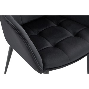 Silla de Confidente RUFUS, Patas Negras, en Terciopelo color Negro