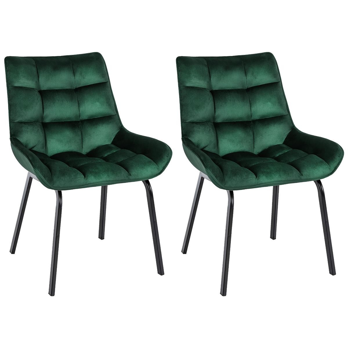 Lote de 2 Sillas de Confidente MAMBO, Grueso Acolchado, Patas Metálicas, en Terciopelo color Negro