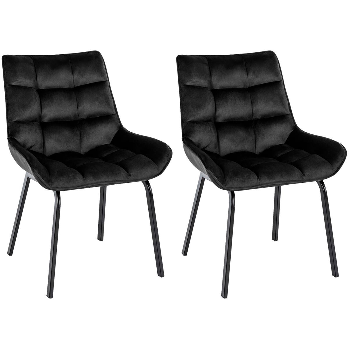 Lote de 2 Sillas de Confidente MAMBO, Grueso Acolchado, Patas Metálicas, en Terciopelo color Negro