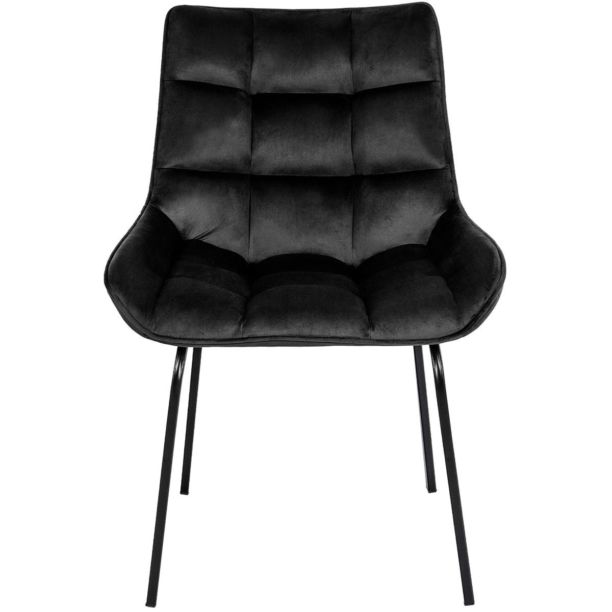 Lote de 2 Sillas de Confidente MAMBO, Grueso Acolchado, Patas Metálicas, en Terciopelo color Negro