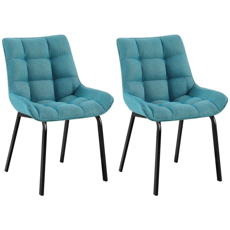 Lote de 2 Sillas de Confidente MAMBO en Tela color Azul Turquesa