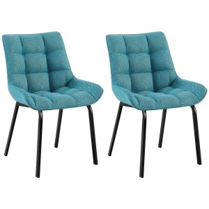 Lote de 2 Sillas de Confidente MAMBO en Tela color Azul Turquesa