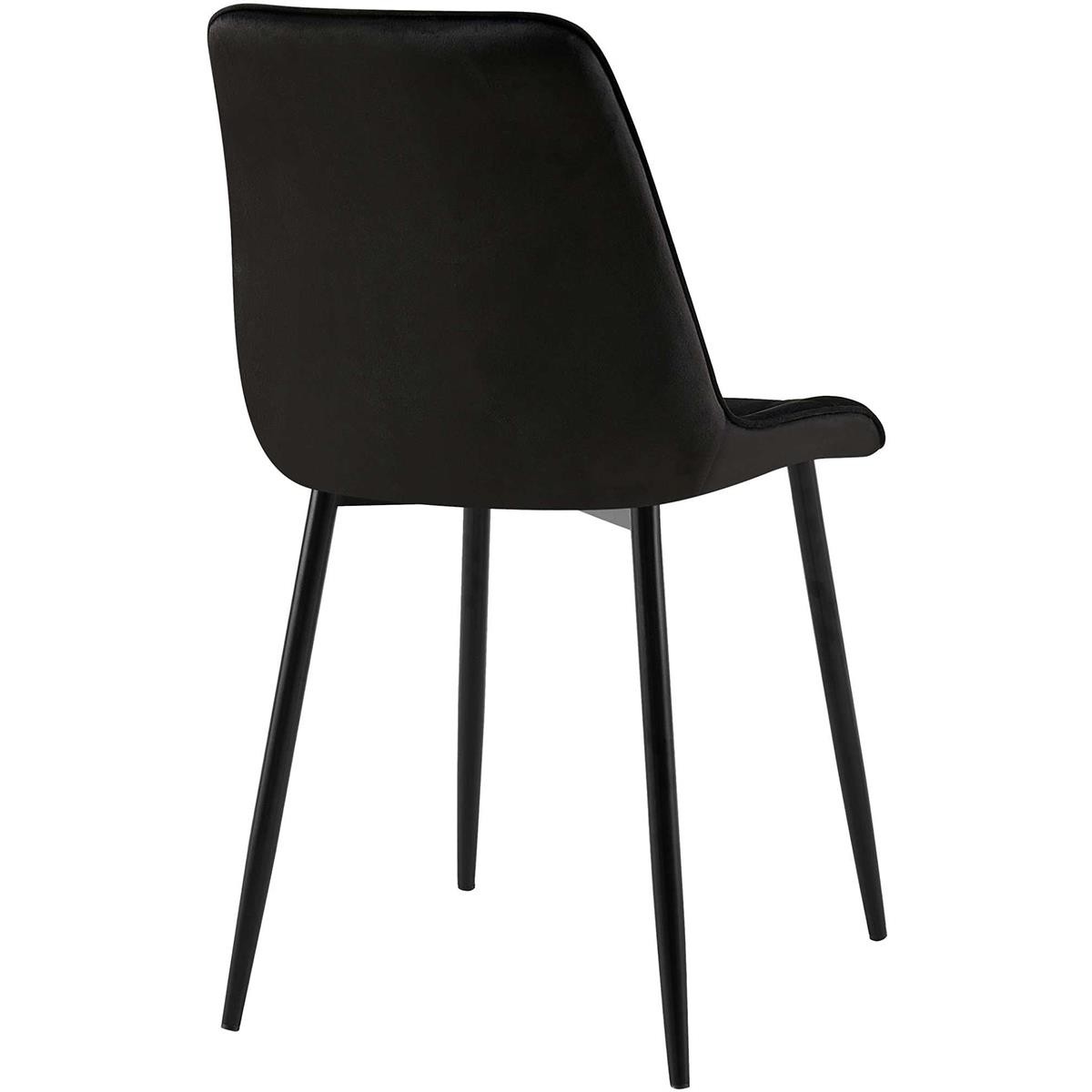 Lote de 2 Sillas de Confidente HALIMA, Grueso Acolchado, Patas Metálicas, en Terciopelo color Negro