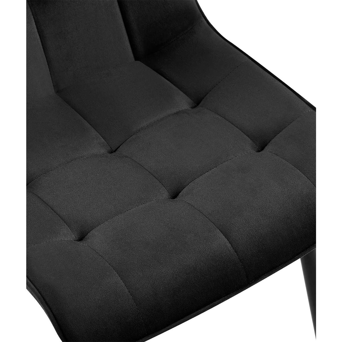 Lote de 2 Sillas de Confidente HALIMA, Grueso Acolchado, Patas Metálicas, en Terciopelo color Negro