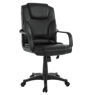 Silla de despacho CONIL en piel negra, basculante, acolchado