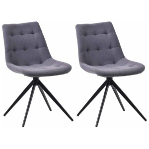 Lote de 2 Sillas de Confidente KEATON en Tela color Gris Oscuro