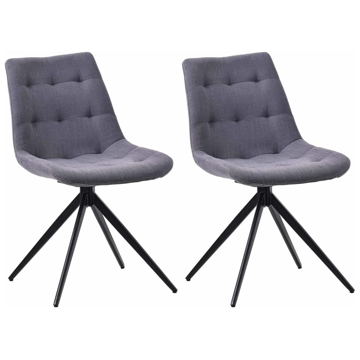 Lote de 2 Sillas de Confidente KEATON, Giratoria, Diseño Moderno, en Tela color Gris Oscuro