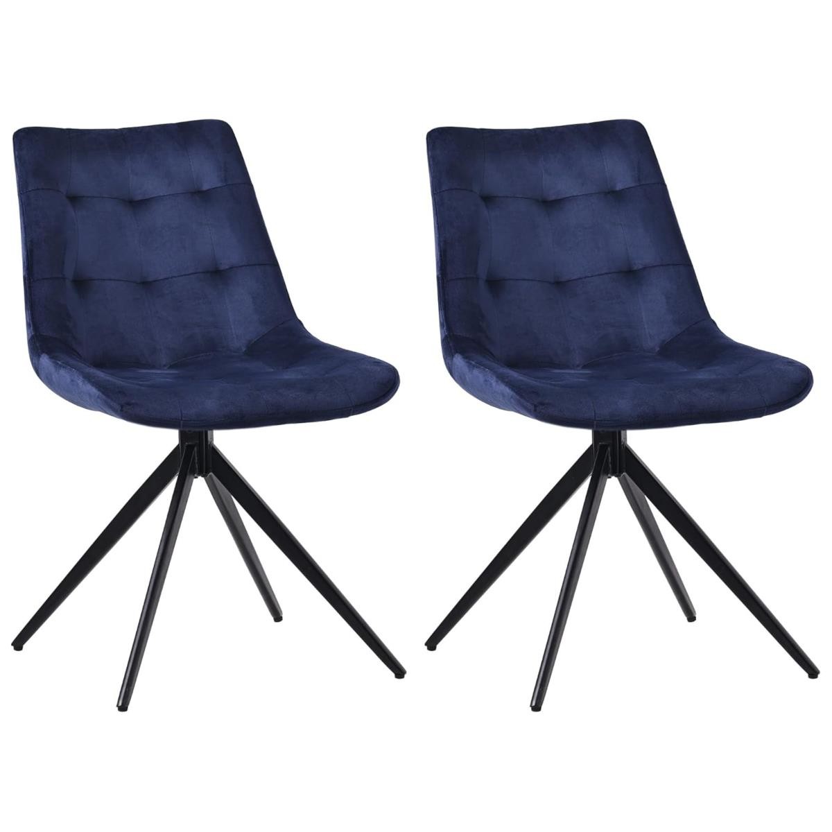 Lote de 2 Sillas de Confidente KEATON, Giratoria, Diseño Moderno, en Terciopelo color Azul