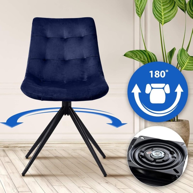 Lote de 2 Sillas de Confidente KEATON en Terciopelo color Azul