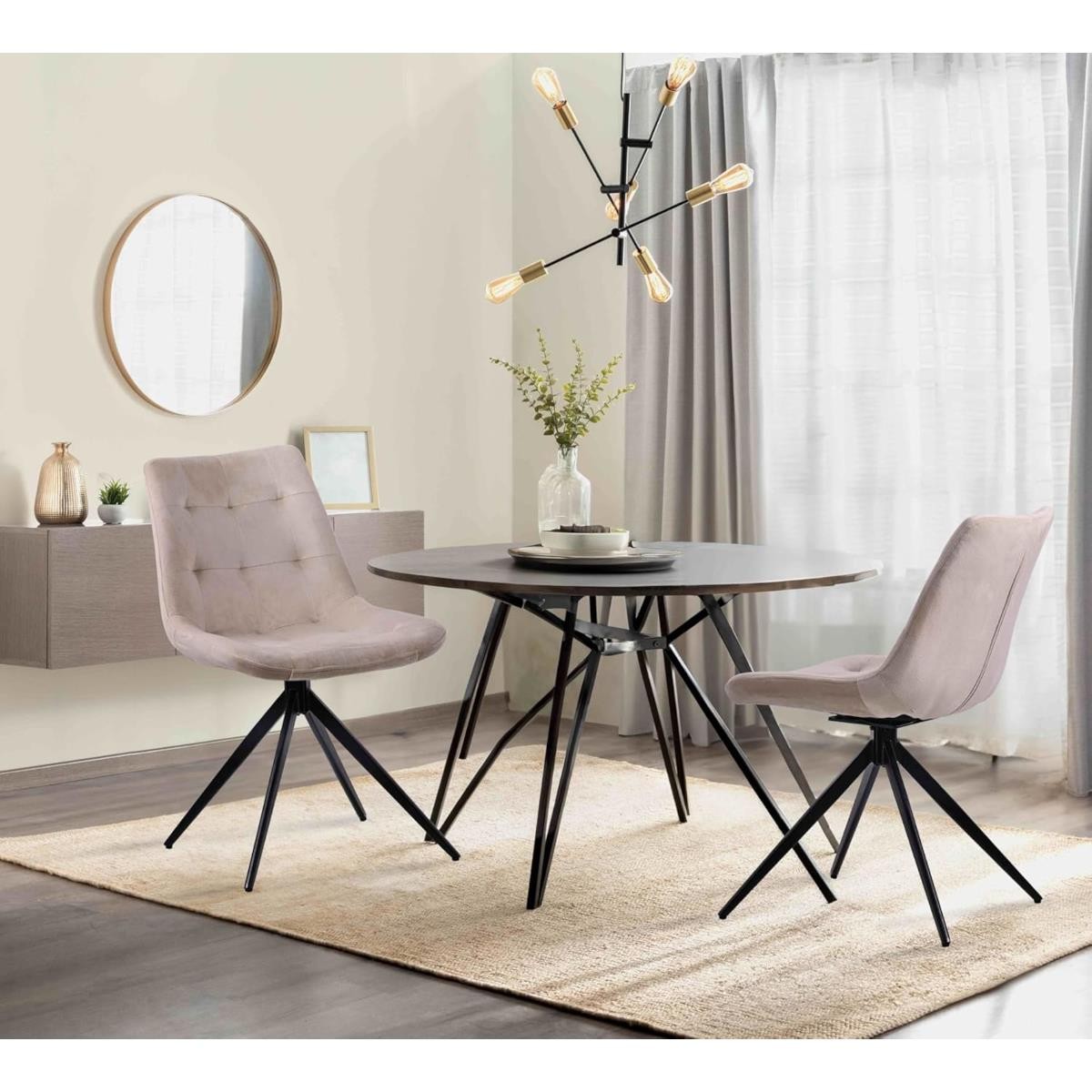 Lote de 2 Sillas de Confidente KEATON, Giratoria, Diseño Moderno, en Terciopelo color Azul