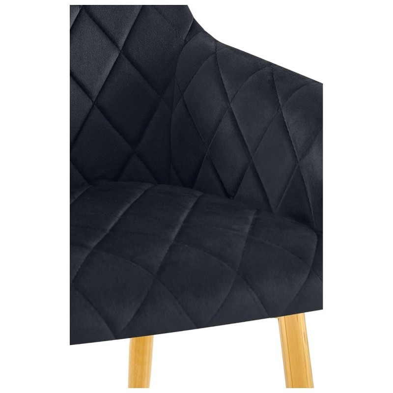 Lote de 2 Sillas de Confidente GLOVER, Patas Metálicas Doradas, en Terciopelo color Negro