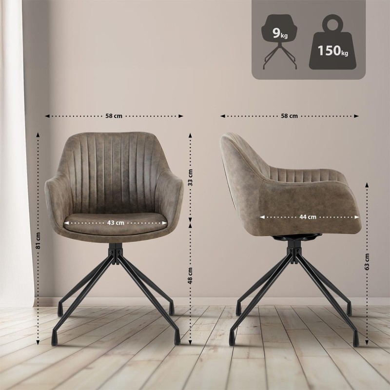 Silla de Confidente TANNER en Piel color Gris
