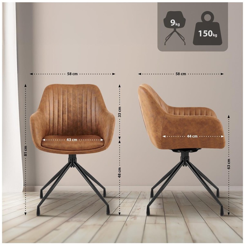Silla de Confidente TANNER en Piel color Gris