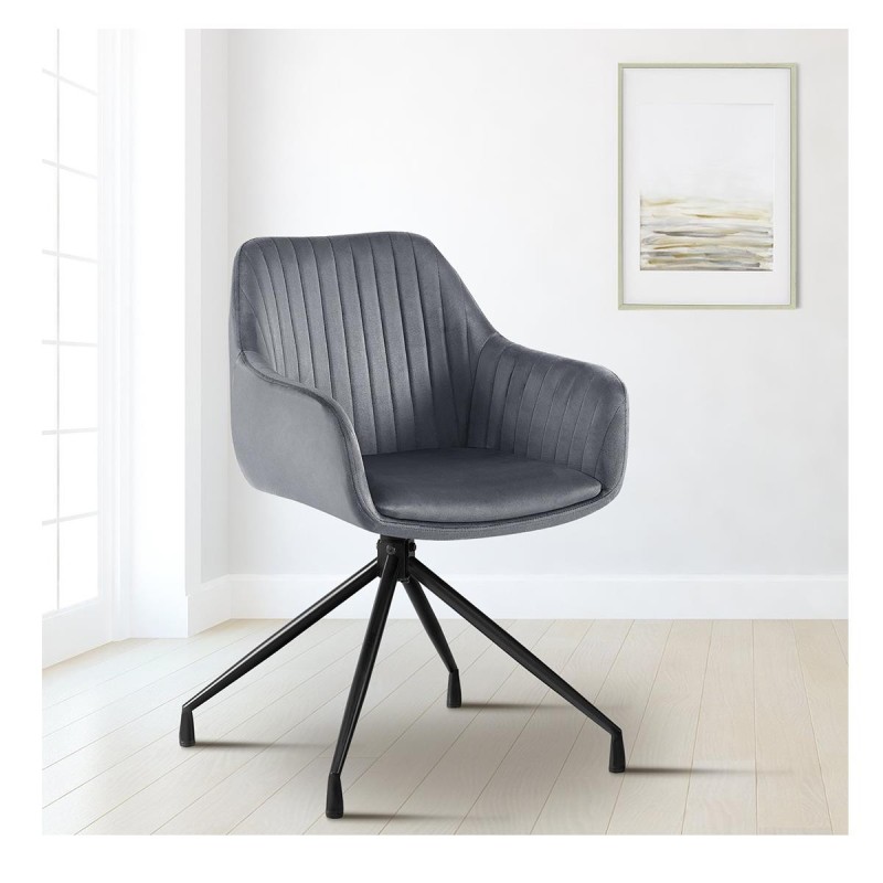 Silla de Confidente TANNER en Terciopelo color Negro