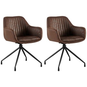 Lote de 2 Sillas de Confidente TANNER en Piel color Gris