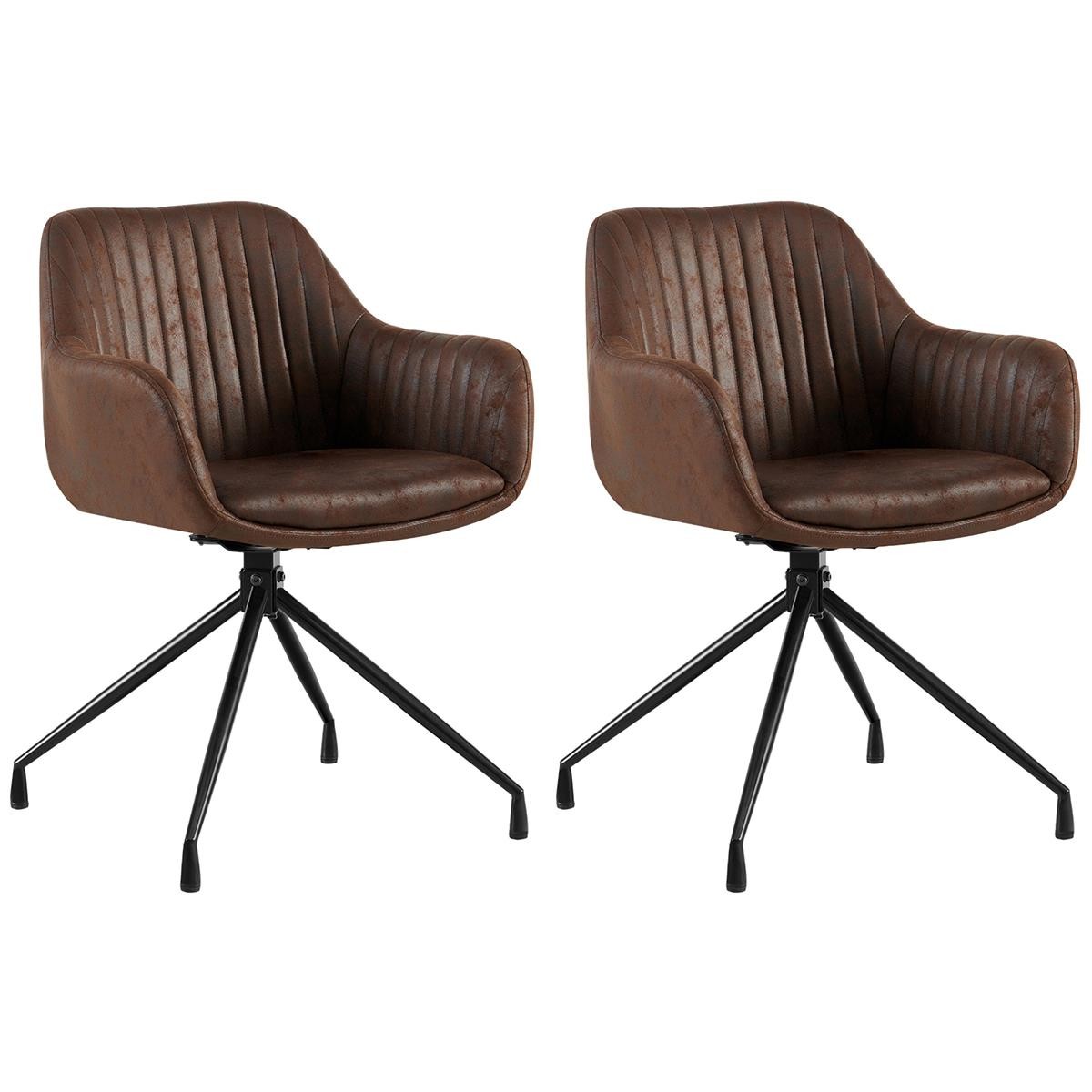 Lote de 2 Sillas de Confidente TANNER, Diseño Moderno, Giratorias 180º, en Piel color Gris