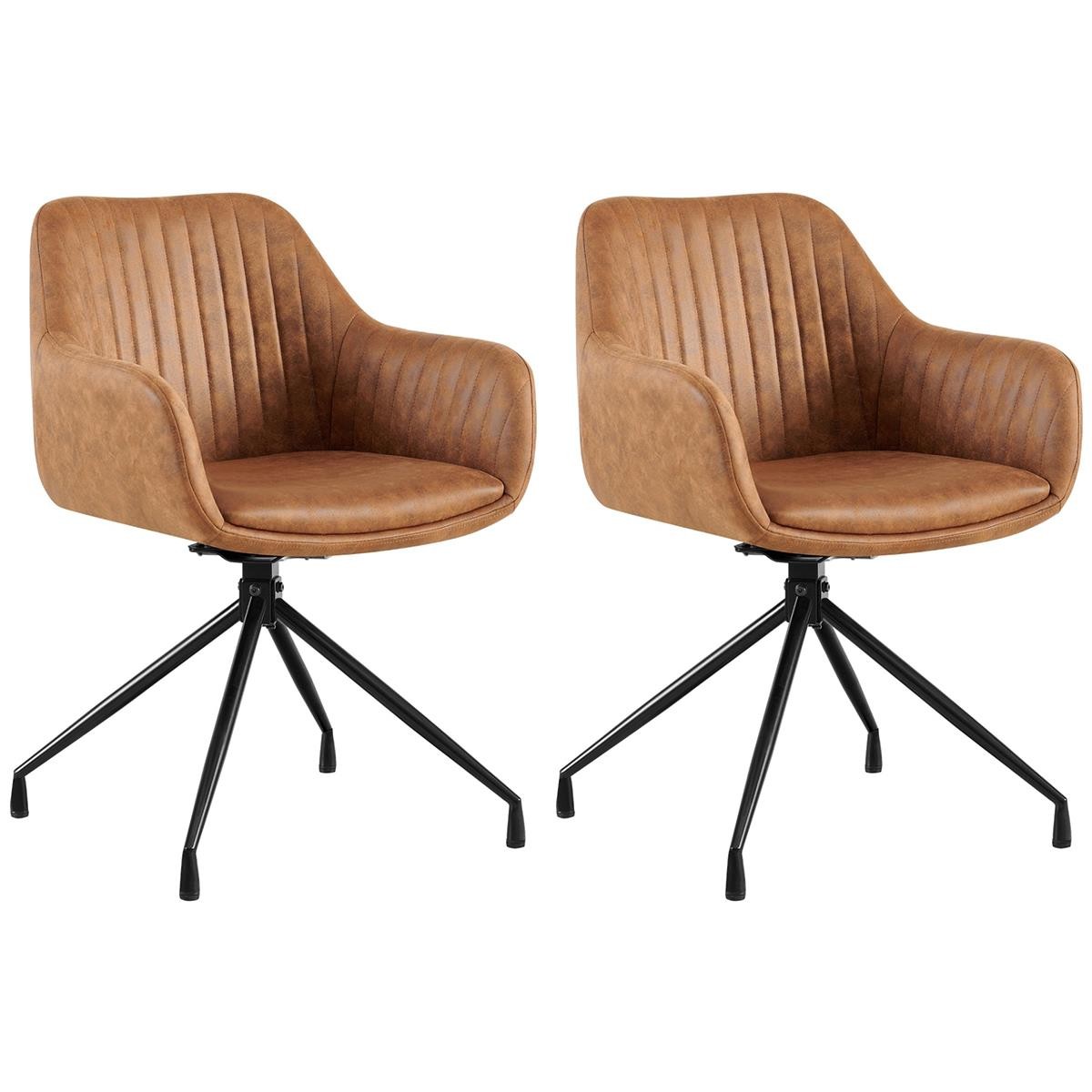 Lote de 2 Sillas de Confidente TANNER, Diseño Moderno, Giratorias 180º, en Piel color Gris