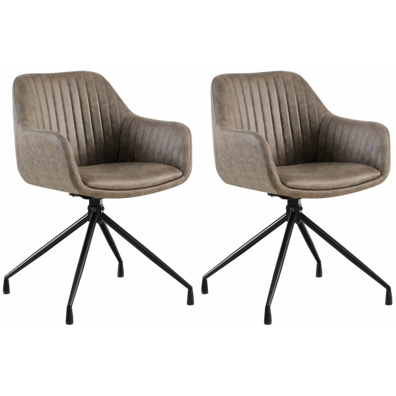 Lote de 2 Sillas de Confidente TANNER en Piel color Gris