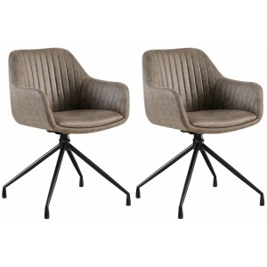 Lote de 2 Sillas de Confidente TANNER en Piel color Gris