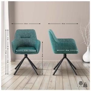 Lote de 2 Sillas de Confidente COREY en Tela color Negro