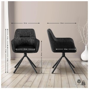 Lote de 2 Sillas de Confidente COREY en Tela color Negro