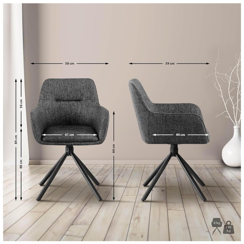 Lote de 2 Sillas de Confidente COREY en Tela color Negro