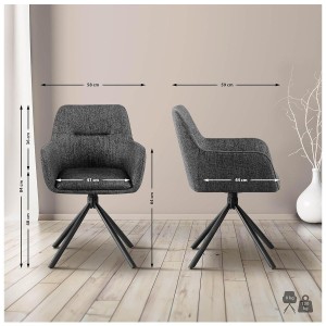 Lote de 2 Sillas de Confidente COREY en Tela color Negro