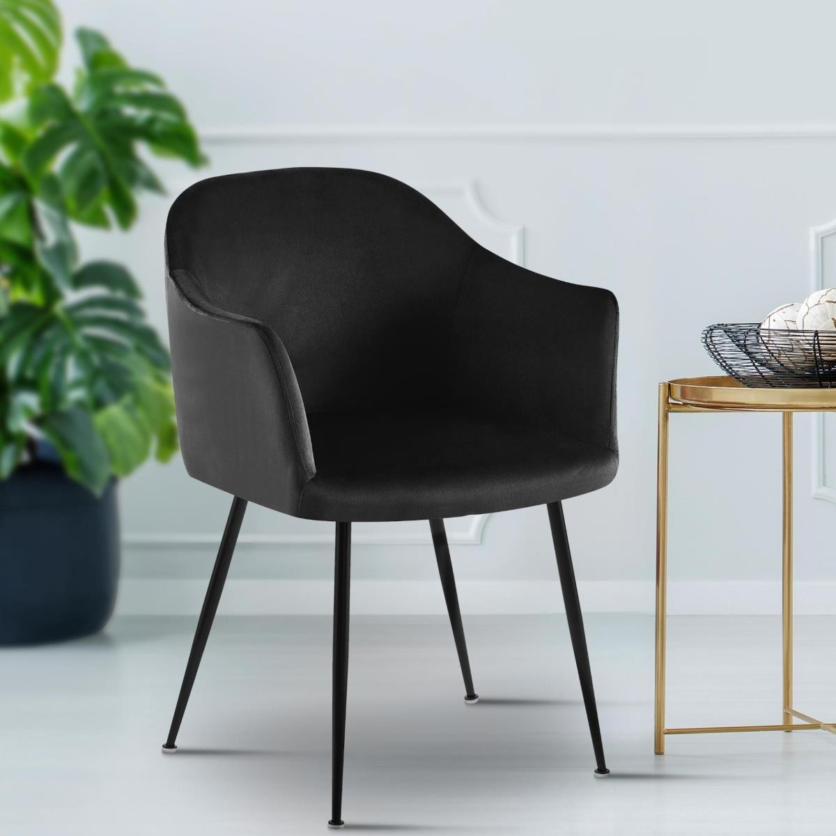 Silla de Confidente VIVIAN, Diseño moderno, en Terciopelo color Negro