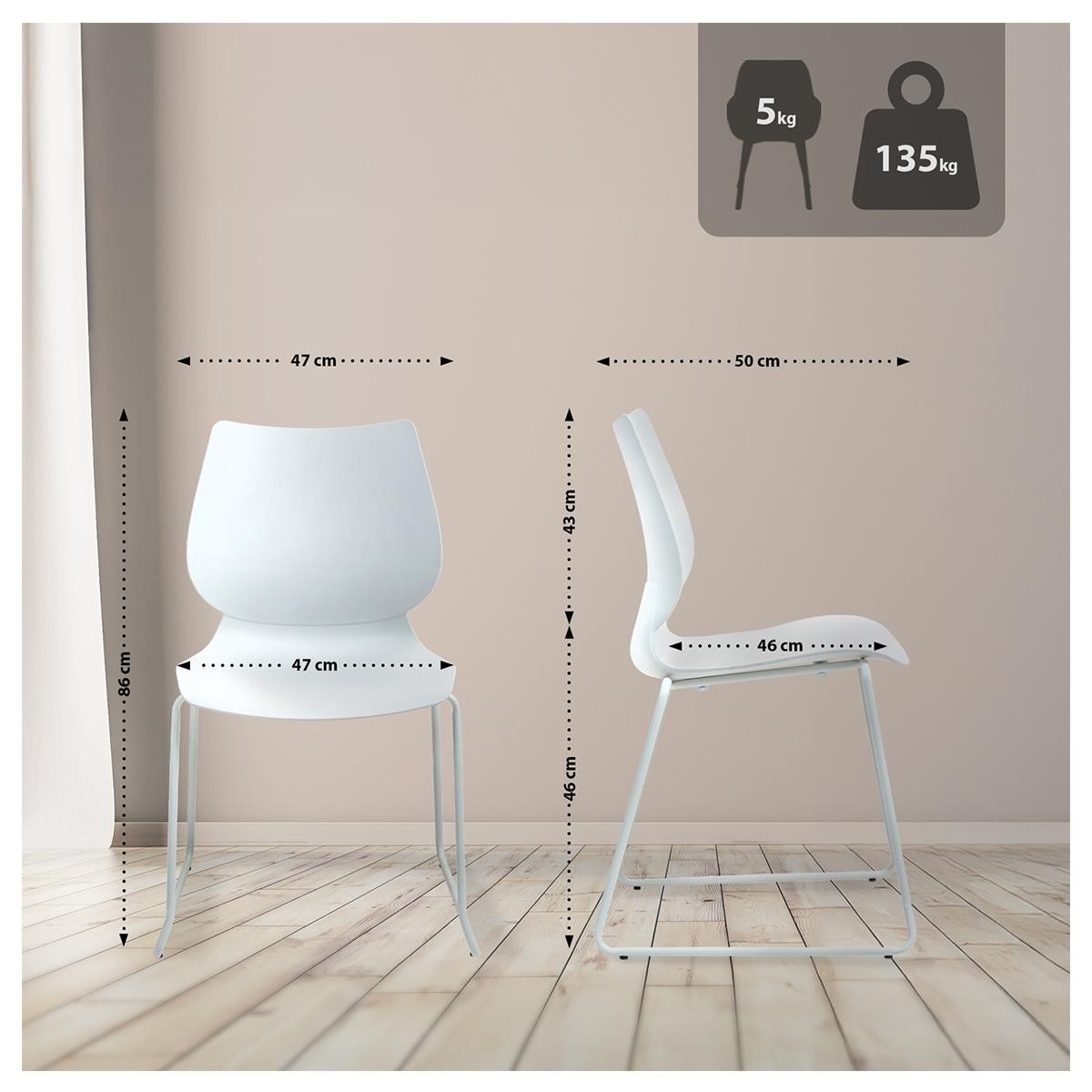 Silla de Confidente MARION, Apilable, Robusta Estructura Metálica, color Negro