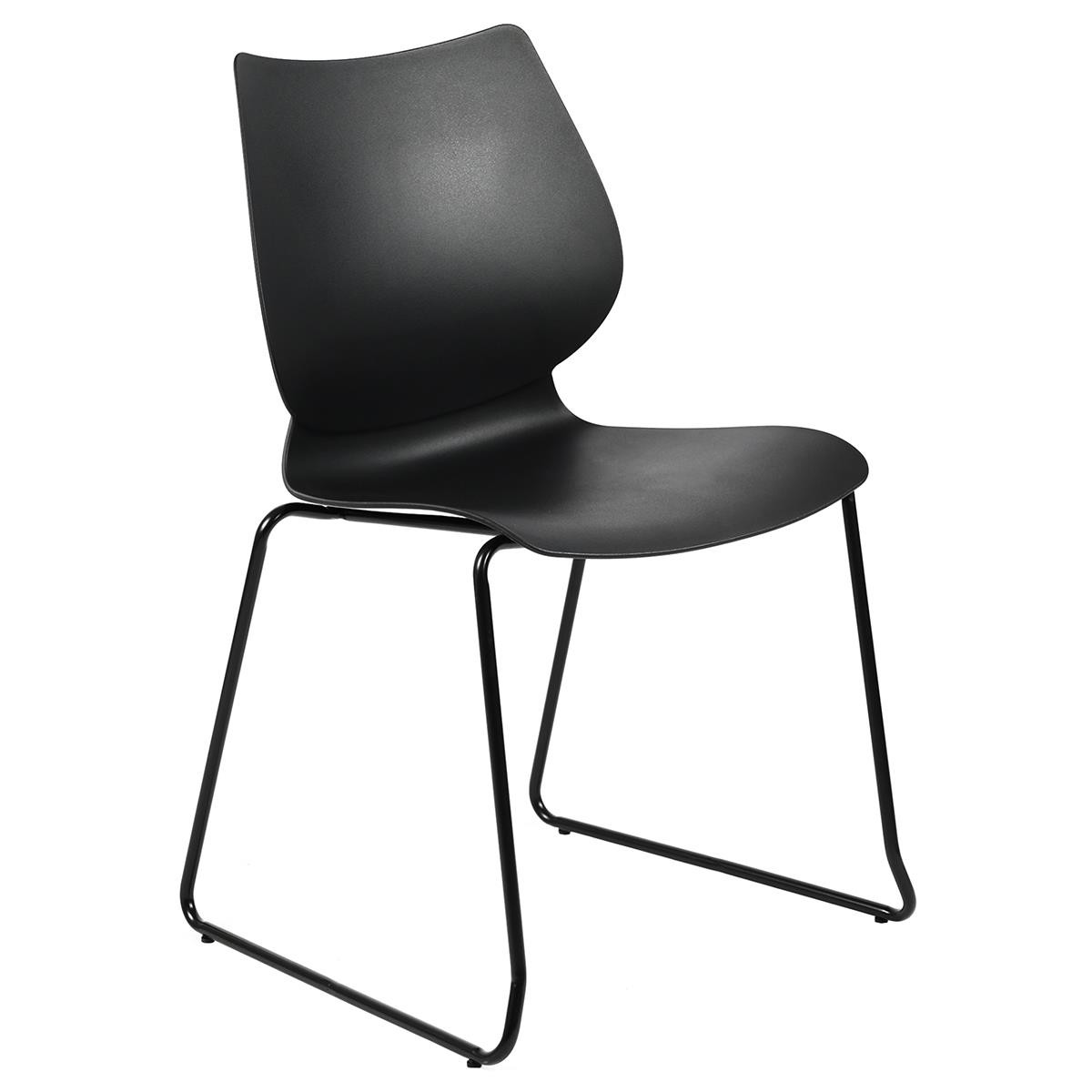 Silla de Confidente MARION, Apilable, Robusta Estructura Metálica, color Negro