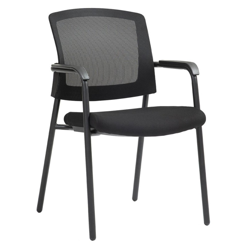 Silla de Confidente CARTER, Estructura Metálica Negra, en Tela y Malla Transpirable color Negro